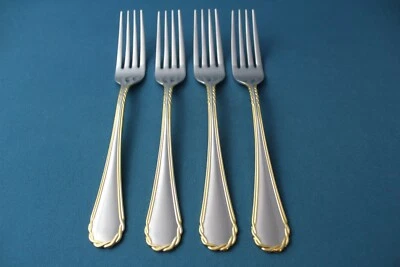 4 Tenedores de Cena Yamazaki TASHA GOLD Inoxidable Japón 7 1/2" Foto 1 de 4