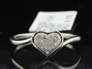 Ladies Sterling Silver Love Heart Diamond Engagement Ring Wedding Band Bridal - Picture 1 of 11