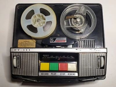 Grabadora de cinta Mayfair Super Deluxe Mini 5 transistores carrete a carrete FT-111 - Reparación Foto 1 de 4