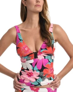 La Blanca Women's Standard Over The Shoulder Front Knot Tankini Swimsuit Top, - Picture 1 of 2