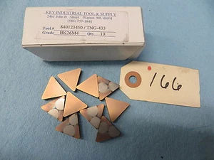 10 New Carbide Inserts Tool#840123450/ TNG-433 Grade BK26M4 USA *166* - Picture 1 of 3