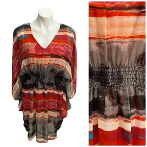 Vestido RB Collection NY Mujer Talla 10 Naranja Boho Festival Gasa Verano Resort - Imagen 1 de 13