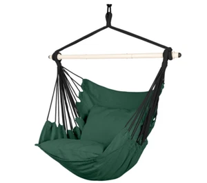 Hammock Chair Hanging Rope Swing - Max 500 Lbs - 2 Cushions Included - Steel - Picture 1 of 8
