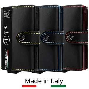 PORTA CARTE di CREDITO SLim ® Portafoglio Uomo Donna Piccolo Rfid in VERA PELLE - Bild 1 von 21