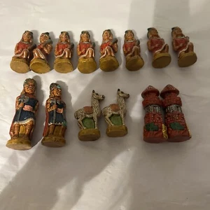 Colonists Vs Natives Chess Piece Set 14 Pieces (2 Missing) Hand Painted - Picture 1 of 17