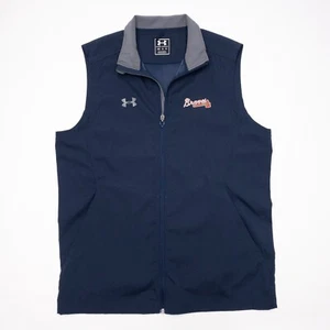 Under Armour Atlanta Braves Vest Men's Medium Full Zip MLB Baseball Navy Blue - Picture 1 of 11