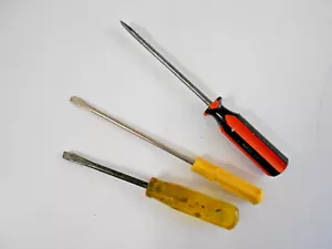 Vintage Flathead Screwdrivers Par-x Rosco Yellow Black Orange USA Set of 3 - Picture 1 of 6