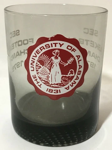 Vintage University of Alabama Rocks Glass BOWL CHAMPS in '75 '76 SEC Bama RARE! Cover
