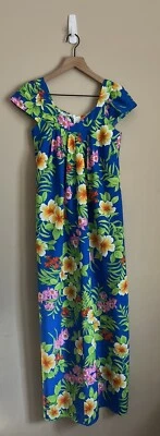 Hawaiian Dress Ritz Honolulu Vintage 1970s Maxi Mod Floral Muumuu Size XS Small - Image 1 of 4