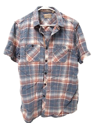 Jeremiah Mens Shirt M Blue Red Plaid Short Sleeve Button 100% Cotton - Image 1 of 4