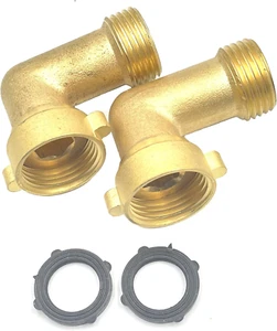 2Pcs 3/4" Garden Hose Elbow Garden Hose RV Adapter Connector 90 Degree Brass Hos - Picture 1 of 5