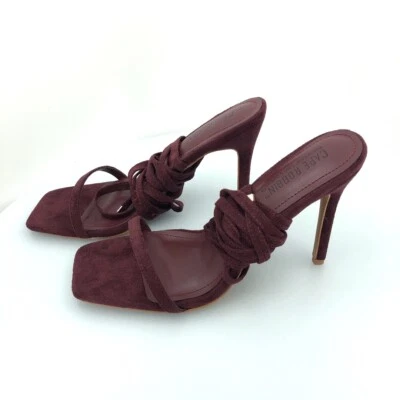 Nuevos zapatos de tacón Cape Robbin Diara para mujer color borgoña punta abierta talla 9 Foto 1 de 4