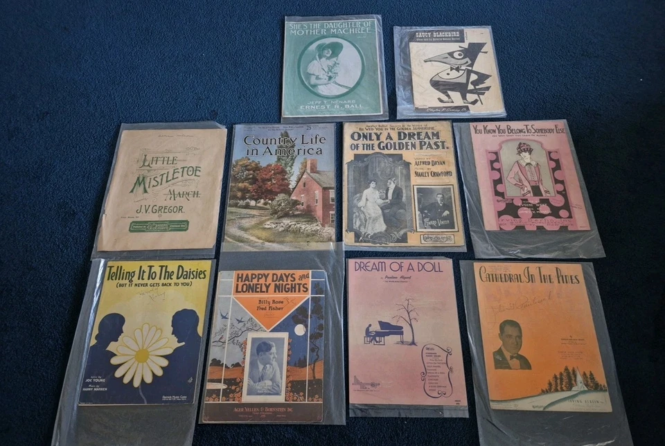 Vintage Antique Sheet Music variety Romantic Love War Songs Lot Of 10 - Image 1 of 4