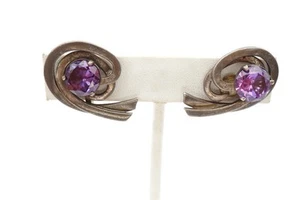 Pendientes de Alejandrita Vintage Taxco México Plata de Ley 925 Creados en Laboratorio - Imagen 1 de 12