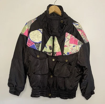 Vintage UK 10 C&A Rodeo Skijacke Mehrfarbig Schnee Apres Ski Retro 80er Vintage - Bild 1 von 4