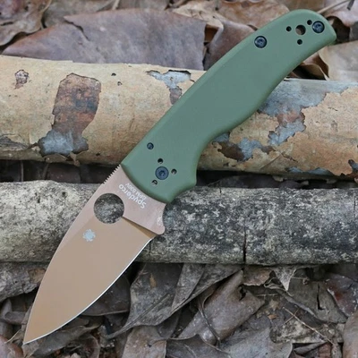 Green G10 Handle Outdoor Tactical Folding Pocket Knife Hunting Camp Gold Blade  - Image 1 of 4
