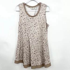 LOGO by Lori Goldstein Pullover Sleeveless Tunic Top Floral Scoop Neck Large - Picture 1 of 6