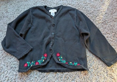 Vintage Gymboree Rainbow Tag Sweater Holiday Garland Size 5-6 Black Embroidered - Image 1 of 4
