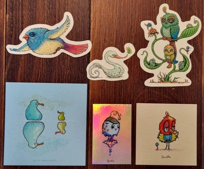 批量 3 件 MARQ SPUSTA 迷你艺术版画 海报和贴纸 鸭鸟 Kirby — 第 1/4 张图片