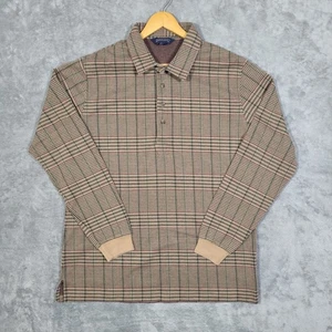 Vintage Lands End Polo Shirt Mens XL Plaid Long Sleeve Made USA - Picture 1 of 8