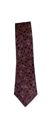 Ermenegildo Zegna Textured Red/Blue/Orange Geometric Silk Tie - 57” x 4” - Image 1 of 4