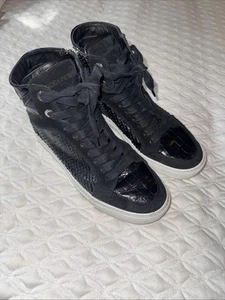 Zadig & Voltaire High Flash Keith Sneakers Black Leather High Tops $458, Sz 38 - Picture 1 of 10