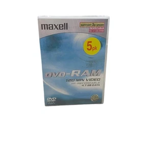 Maxell DVD RAM 5 Pack 4,7 Go 120 minutes DVD-RAM enregistrable neuf et scellé - Photo 1/4