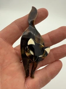 Lea Stein Original Brosche Anstecknadel. Bacchus die Katze. - Farben braun/schwarz - Bild 1 von 6