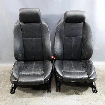 1999-2003 BMW E39 5-Series Factory Front Sport Seat Pair Black Leather OEM - Image 1 of 4