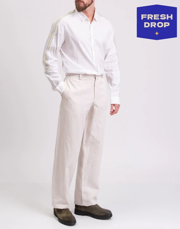 RRP€129 BOSS HUGO BOSS Button-Up Shirt Size XL White Striped Logo Long Sleeves - Image 1 of 4