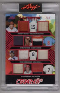 2024 LEAF ULTIMATE CRAZY 8's BAT PATCH BENCH BERRA FISK MUNSON CARTER MAUER 2/3 - Picture 1 of 2