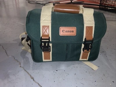 Retro Canon Camera Bag Organizer Green Pockets Shoulder Strap DSLR Carry Case 🔥 - Image 1 of 4