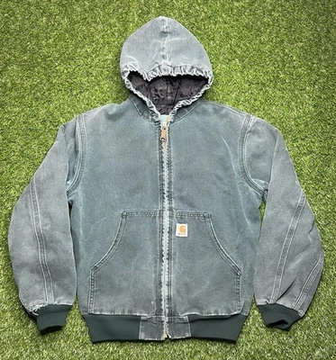 Chaqueta Carhartt con Capucha Cremallera Completa Lona Verde Talla M Juvenil Edredón Forrado Foto 1 de 4