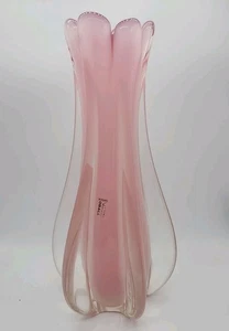 Glass Vase Murano Oball Design Bordeaux. Transparent Pink Italian RARE!! Heavy - Picture 1 of 21