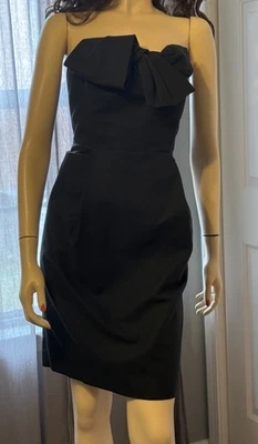 Derek Lam Black Strapless Bow Cocktail Dress IT 46 US 10 NWT Made in Italy Silk  - Image 1 of 4