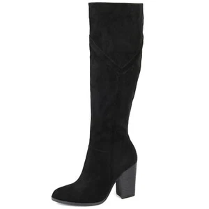 Journee Womens Kyllie Tru Comfort Foam Stacked Heel Knee High Boots Black - Picture 1 of 6