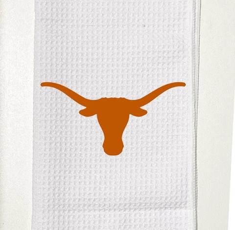 Texas Longhorns Golf Towel, 12 x 20, with carabiner, White Cover