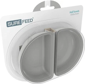 Paquete de dos medio cuenco grises Sureflap Surefeed - para comederos de mascotas seguro cuidado de mascotas - Imagen 1 de 2