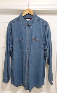 Wrangler Camicia Denim Uomo XXL Blu Manica Lunga Riggs Abbigliamento da Lavoro Tasca con Bottoni - Foto 1 di 6