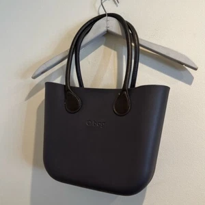 O Bag Tote with Herringbone Insert & Leather Handles Large Brown Italian - Picture 1 of 12