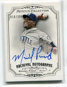 Topps Museum Michael Pineda Archival 2012 autógrafo automático 16/299 Seattle Mariners - Imagen 1 de 1