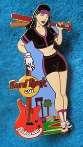 ORLANDO SEXY BASEBALL GIRL SPORT SERIES RED GUITAR 2 BATS Hard Rock Cafe PIN LE - Bild 1 von 1