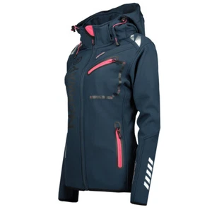 Geographical Norway Women's Softshell Jacket Windbreaker Rain Outdoor Hood - Picture 1 of 9