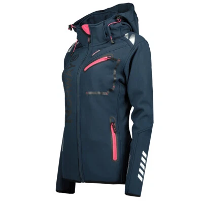 Geographical Norway Women's Softshell Jacket Windbreaker Rain Outdoor Hood - Image 1 of 3