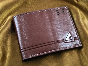 Rustic Brown Patterned Leatherette Personalised Engraved Card Holder Wallet Gift - Picture 1 of 8