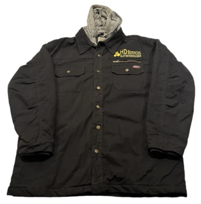 Vintage Dickies Workwear Lined Black Grey Hood Jacket Mens L Quilted *Printed - Image 1 of 4