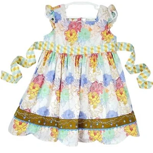 Matilda Jane 4 Hello Lovely Field of Fireflies Dress PLAY COND Floral Sleeveless - Picture 1 of 12