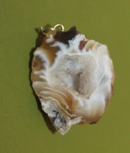 Geode Druzy Druse Crystals Natural Pendant Charm Brown Caramel White Lavender - Picture 1 of 3