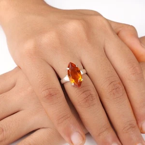 Citrine Gemstone 925 Sterling Silver Jewelry Handmade Fashionable Ring For Wife - Picture 1 of 7