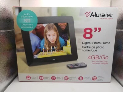 Aluratek ADMPF108F 8-inch Digital Picture Frame 4G Built in Memory w/ remote New - Image 1 of 4